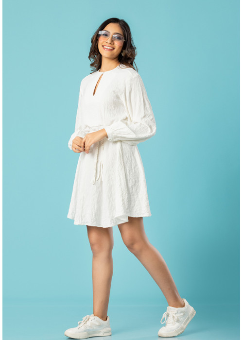 AMY LONG SLEEVE WHITE DRESS